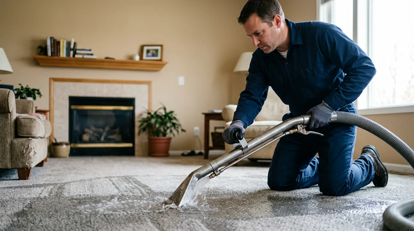 Water damage restoration technician working near Youngstown, FL